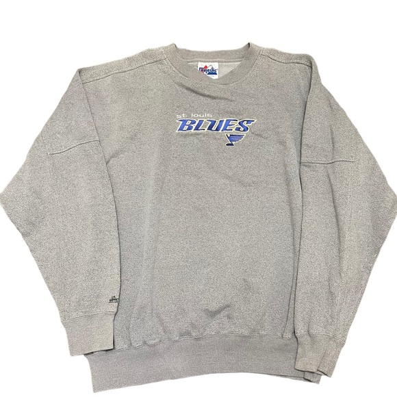 Majestic Other - St.Louis Blues Hockey Embroidered Grey Vintage Crewneck Pullover Grey Sz XL